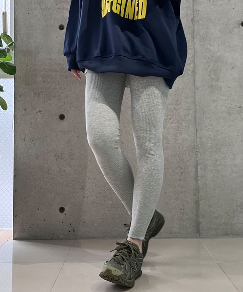 meJane(ミージェーン)の「裾メロー リブテレコ/レギンス(レギンス/スパッツ・レディース・グレー/チャコールグレー/ブラック・S/M/L/LL)」の4枚目の写真