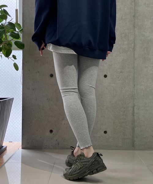 meJane(ミージェーン)の「裾メロー リブテレコ/レギンス(レギンス/スパッツ・レディース・グレー/チャコールグレー/ブラック・S/M/L/LL)」の5枚目の写真