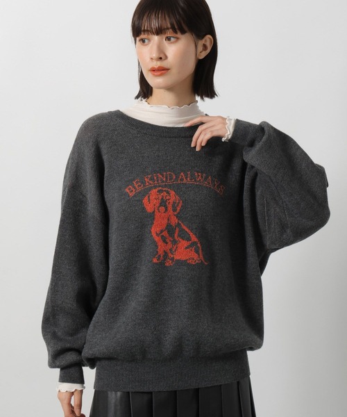 LAKOLE(ラコレ)の「アニマルロゴジャガードニット / 234985(ニット/セーター・レディース・チャコールグレー/グレー/ブラウン/アイボリー・FREE)」の3枚目の写真