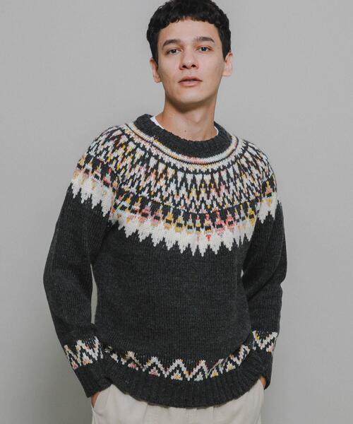 URBAN RESEARCH Sonny Label（アーバンリサーチサニーレーベル）の「ノルディック柄ニットプルオーバー（ニット/セーター・メンズ・チャコールグレー/ネイビー/グリーン・MEDIUM/LARGE）」の11枚目の写真