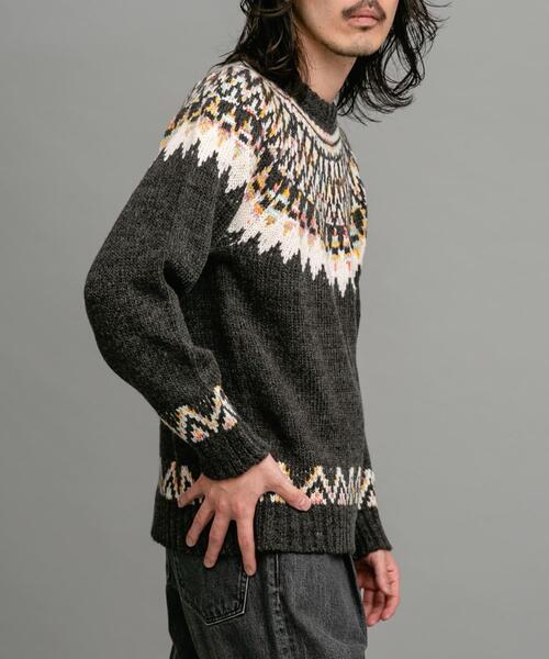 URBAN RESEARCH Sonny Label（アーバンリサーチサニーレーベル）の「ノルディック柄ニットプルオーバー（ニット/セーター・メンズ・チャコールグレー/ネイビー/グリーン・MEDIUM/LARGE）」の21枚目の写真