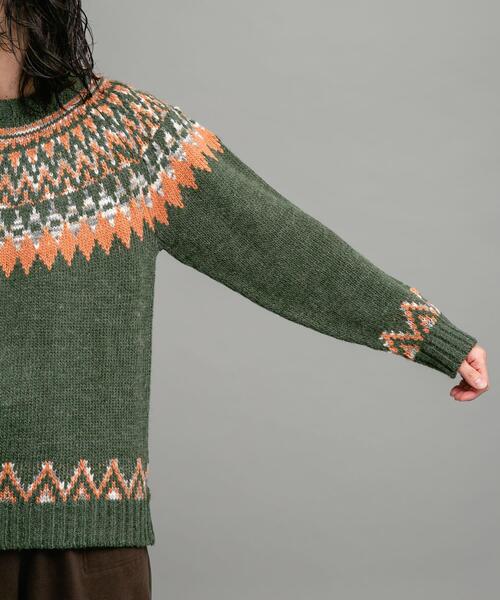 URBAN RESEARCH Sonny Label（アーバンリサーチサニーレーベル）の「ノルディック柄ニットプルオーバー（ニット/セーター・メンズ・チャコールグレー/ネイビー/グリーン・MEDIUM/LARGE）」の7枚目の写真