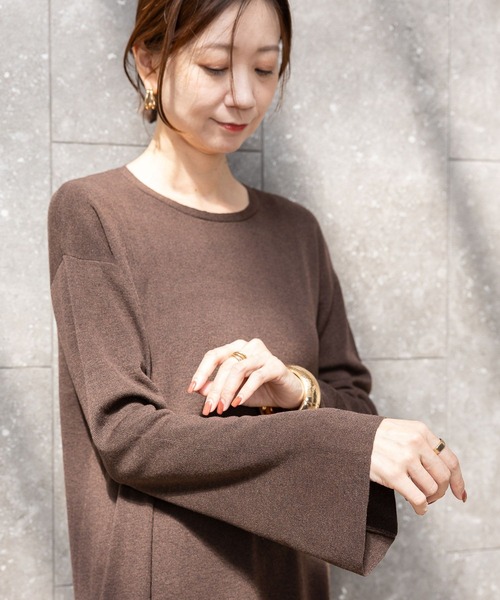 セール】ベルスリーブロングニットワンピース/234747（ワンピース