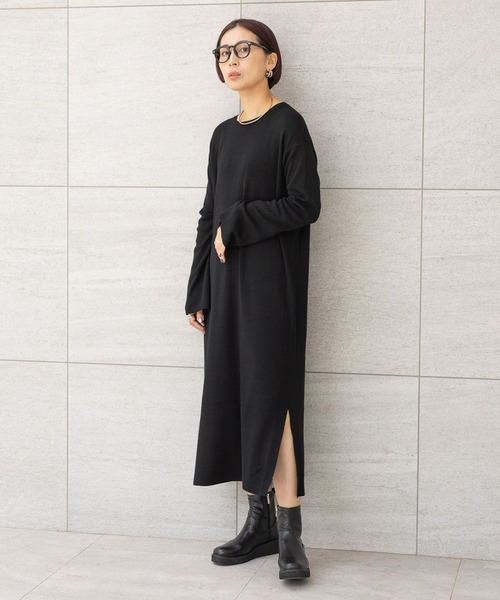 pium リボンテープレイヤード半袖ニットワンピ ピンク ワンピース pium