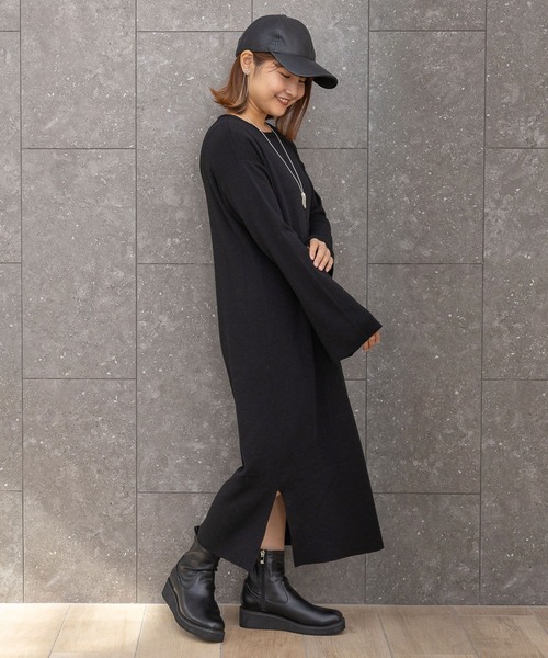 ののさまのページ セール】ベルスリーブロングニットワンピース/234747（ワンピース