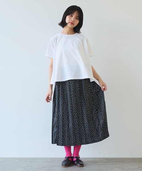 ビュルデサボン　ドット柄プリーツスカート 0301SK007251S09.jpg