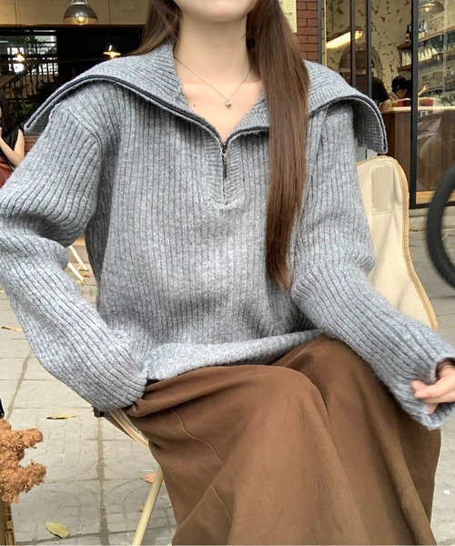 ハーフジップニットプルオーバー（ニット/セーター）｜AMAJI（アマジ） 6,970円