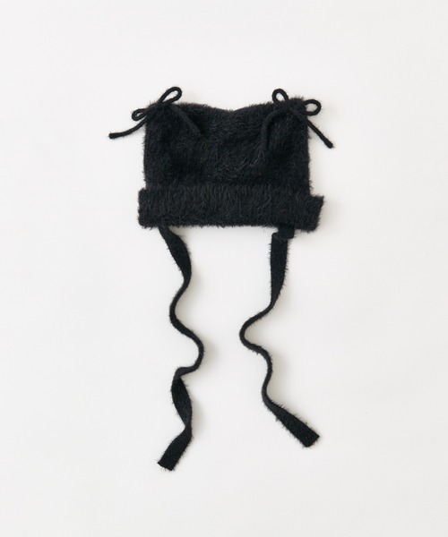 one after another NICE CLAUP（ワンアフターアナザーナイスクラップ）の「ねこ耳ビーニー（ニットキャップ/ビーニー・レディース・オフホワイト/ブラック/サックスブルー・FREE）」の2枚目の写真