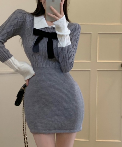 ❤️25新作 新品♡ maje グレーニットミニワンピース♡　293 ❤️25新作 新品♡ maje グレーニットミニワンピース♡ 293