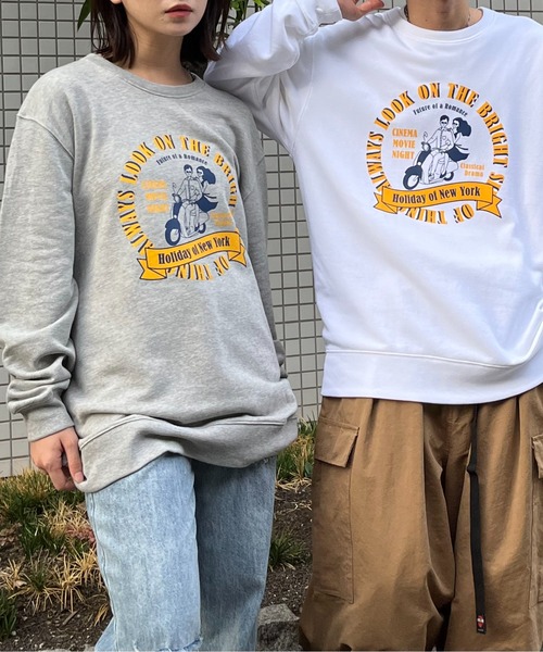MODISH GAZE（モディシュガゼ）の「【MODISH GAZE】レトロデザインサークルロゴ 裏毛スウェット（スウェット・メンズ・ホワイト/ブラック/グレー系その他・MEDIUM/LARGE）」の4枚目の写真