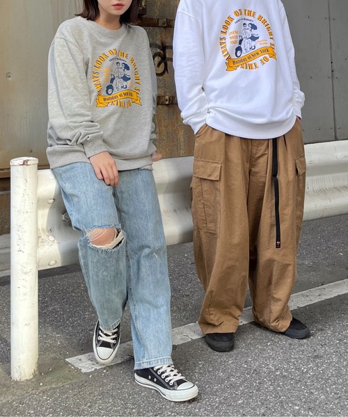 MODISH GAZE（モディシュガゼ）の「【MODISH GAZE】レトロデザインサークルロゴ 裏毛スウェット（スウェット・メンズ・ホワイト/ブラック/グレー系その他・MEDIUM/LARGE）」の11枚目の写真