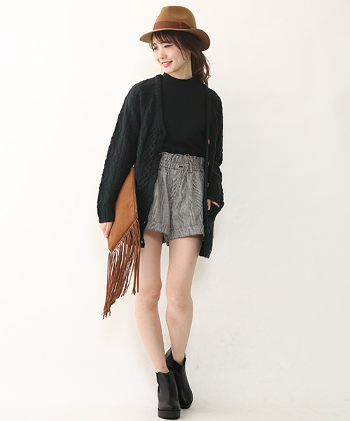 one after another NICE CLAUP（ワンアフターアナザーナイスクラップ）の「【ナイスクラップ】ハイウェストショートパンツ（その他パンツ・レディース・キャメル/カーキ/チェック/インディゴブルー・FREE）」の17枚目の写真