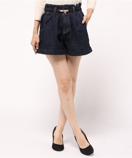 one after another NICE CLAUP（ワンアフターアナザーナイスクラップ）の「【ナイスクラップ】ハイウェストショートパンツ（その他パンツ・レディース・キャメル/カーキ/チェック/インディゴブルー・FREE）」の3枚目の写真