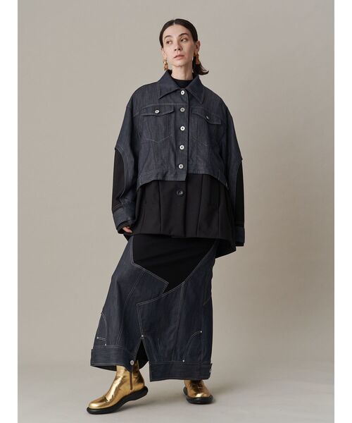 新品【UN3D.】デニムディテールドッキングテントコート DENIM DETAIL DOCKING TENT CT / デニムディテールドッキング