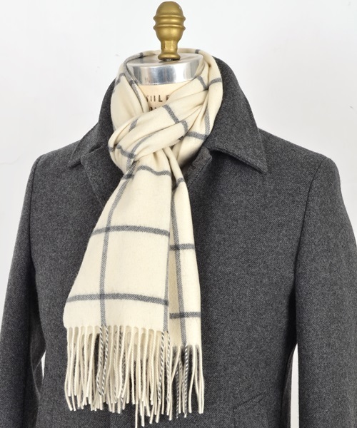 SHIPS（シップス）の「SD: 『カシミヤ』 ウィンドウペン マフラー■（マフラー・メンズ・ホワイト/ダークグレー/ブルー/ネイビー・ONE SIZE）」の2枚目の写真