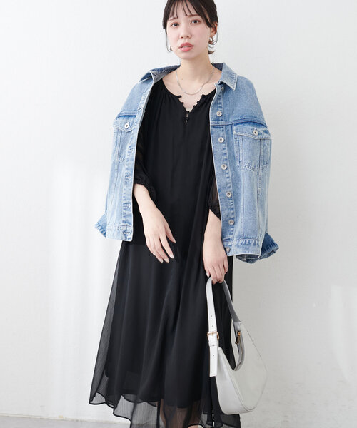 natural couture(ナチュラルクチュール)の「【WEB限定】シアー楊柳スリットデザインワンピース(ワンピース・レディース・ネイビー/ピンク/オフホワイト/ブラック・MEDIUM/LARGE)」の15枚目の写真