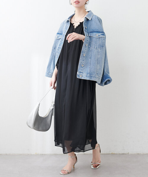 natural couture(ナチュラルクチュール)の「【WEB限定】シアー楊柳スリットデザインワンピース(ワンピース・レディース・ネイビー/ピンク/オフホワイト/ブラック・MEDIUM/LARGE)」の16枚目の写真