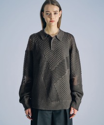 selle glant(ZOe)ASYMMETRIC MESH KNIT POLO/AVg[bV|jbg(|Vc)