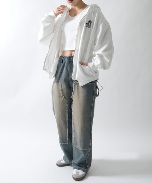 パーカー・フーディ LOGO PRINT HOODIE Amazon.com: ZENMANCHEN Y2k Hoodie Men Puff Print Zip Up