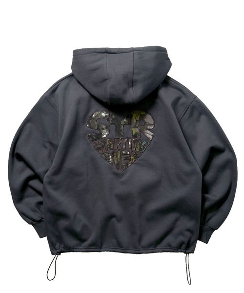 セール】embroidery print zip hoodie / 刺繍 プリント ジップ