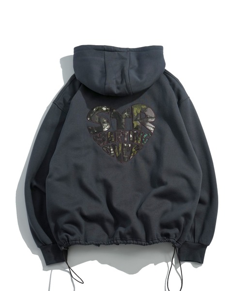 embroidery print zip hoodie / 刺繍 プリント ジップ パーカー