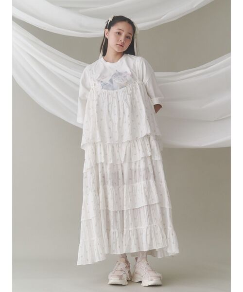 merry jenny（メリージェニー）の「floralティアードティアードワンピース（ワンピース・レディース・ブルー/ピンク/アイボリー・FREE）」の11枚目の写真