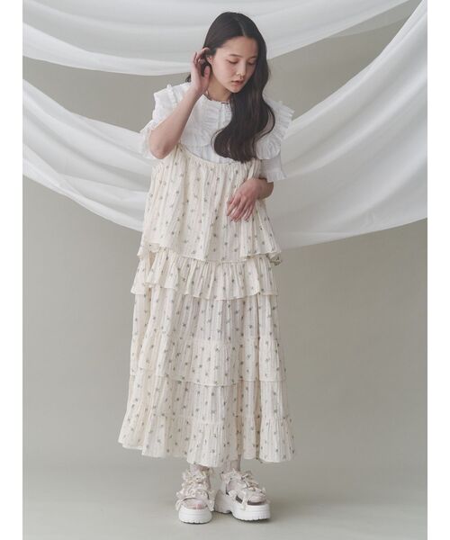merry jenny floralティアードティアードワンピース ピンク floralティアードティアードワンピース[品番：MKSW0062987