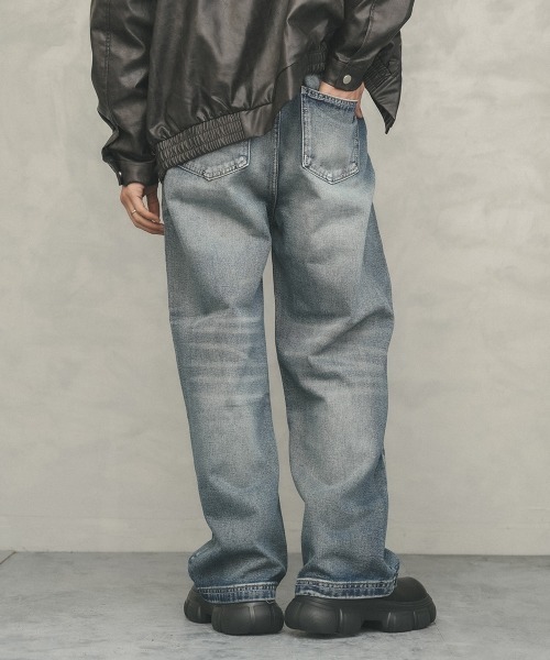 Shoowtime（ショウタイム）の「Vintage wash wide straight denim pants / ビンテージウォッシュワイドストレートデニムパンツ（デニムパンツ・メンズ・ブラック/ブルー・X-LARGE/LARGE/MEDIUM）」の13枚目の写真