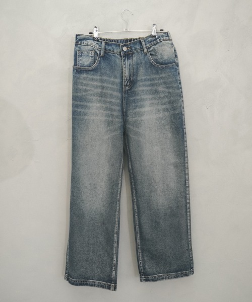 Shoowtime（ショウタイム）の「Vintage wash wide straight denim pants / ビンテージウォッシュワイドストレートデニムパンツ（デニムパンツ・メンズ・ブラック/ブルー・X-LARGE/LARGE/MEDIUM）」の8枚目の写真