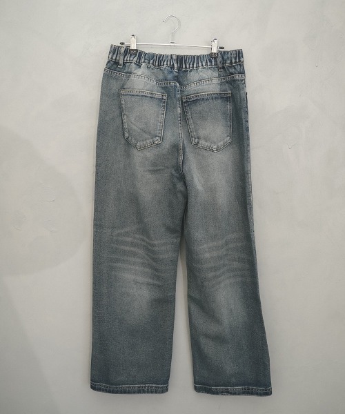 Shoowtime（ショウタイム）の「Vintage wash wide straight denim pants / ビンテージウォッシュワイドストレートデニムパンツ（デニムパンツ・メンズ・ブラック/ブルー・X-LARGE/LARGE/MEDIUM）」の9枚目の写真