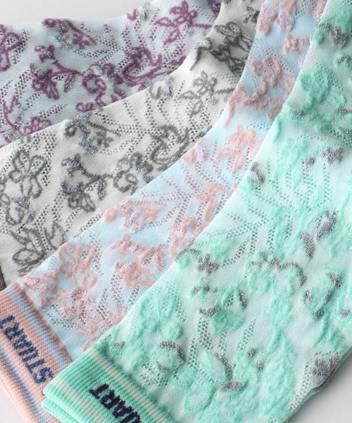 JILL STUART（ジルスチュアート）の「JILLSTUART レディース ボタニカルフラワーアイレット クルーソックス 03145313（ソックス/靴下・レディース・ライトグリーン/シルバーグレー/オフホワイト/ライトブルー・23-25cm）」の9枚目の写真