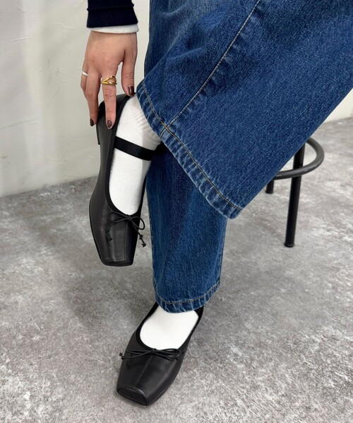 fredy emue（フレディエミュ）の「【JETEE/ジュテ】スクエアトゥバンドバレーシューズ（バレエシューズ・レディース・ブラック/ホワイト・M/L）」の20枚目の写真