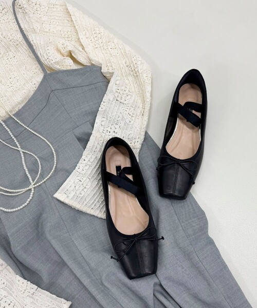 fredy emue（フレディエミュ）の「【JETEE/ジュテ】スクエアトゥバンドバレーシューズ（バレエシューズ・レディース・ブラック/ホワイト・M/L）」の11枚目の写真