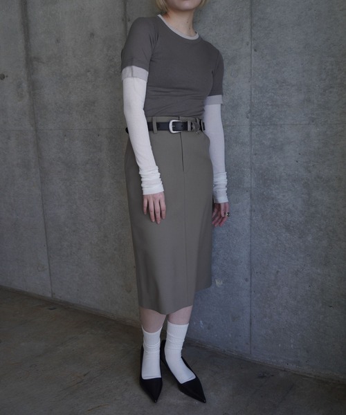 G.V.G.V.（ジーヴィージーヴィー）の「LAYERED L/S TOP（Tシャツ/カットソー・レディース・カーキ/ライトグレー・ONE SIZE）」の12枚目の写真