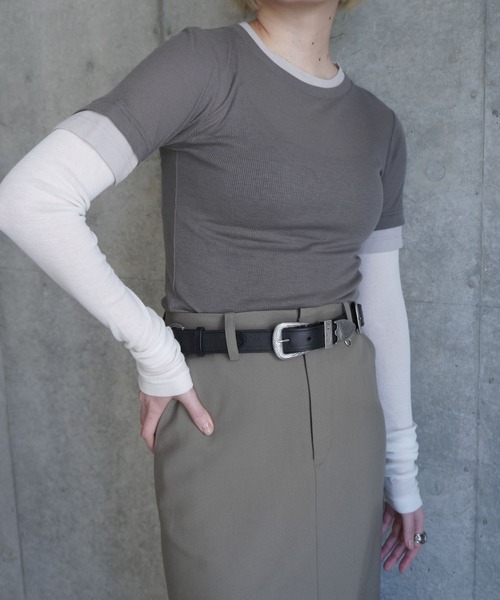 G.V.G.V.（ジーヴィージーヴィー）の「LAYERED L/S TOP（Tシャツ/カットソー・レディース・カーキ/ライトグレー・ONE SIZE）」の11枚目の写真