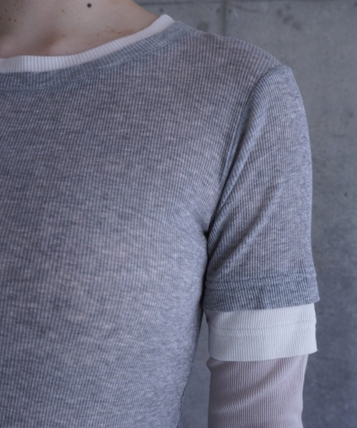 G.V.G.V.（ジーヴィージーヴィー）の「LAYERED L/S TOP（Tシャツ/カットソー・レディース・カーキ/ライトグレー・ONE SIZE）」の5枚目の写真