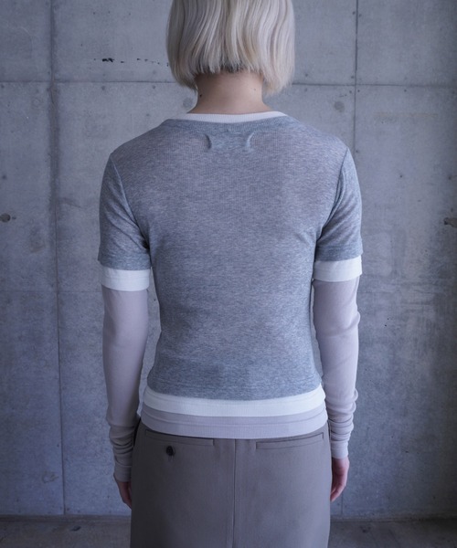 G.V.G.V.（ジーヴィージーヴィー）の「LAYERED L/S TOP（Tシャツ/カットソー・レディース・カーキ/ライトグレー・ONE SIZE）」の4枚目の写真