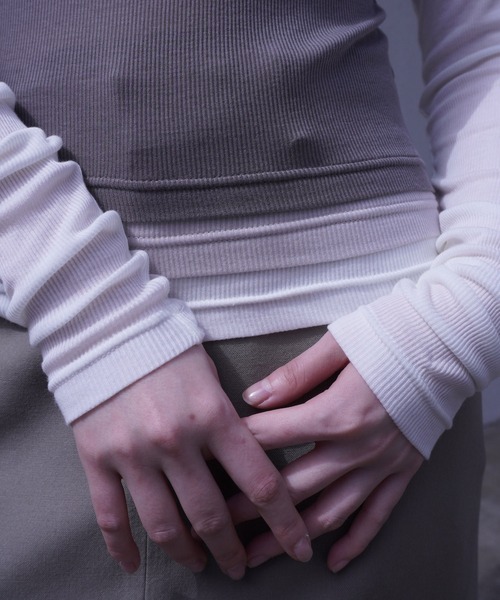 G.V.G.V.（ジーヴィージーヴィー）の「LAYERED L/S TOP（Tシャツ/カットソー・レディース・カーキ/ライトグレー・ONE SIZE）」の10枚目の写真