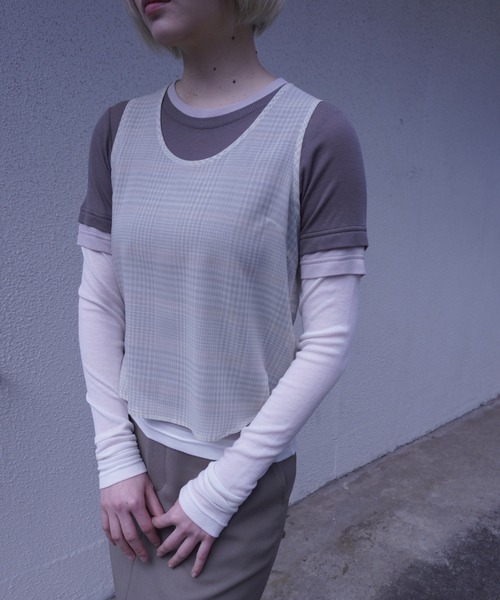 G.V.G.V.（ジーヴィージーヴィー）の「LAYERED L/S TOP（Tシャツ/カットソー・レディース・カーキ/ライトグレー・ONE SIZE）」の13枚目の写真