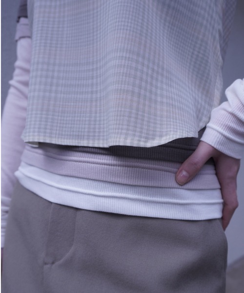 G.V.G.V.（ジーヴィージーヴィー）の「LAYERED L/S TOP（Tシャツ/カットソー・レディース・カーキ/ライトグレー・ONE SIZE）」の17枚目の写真