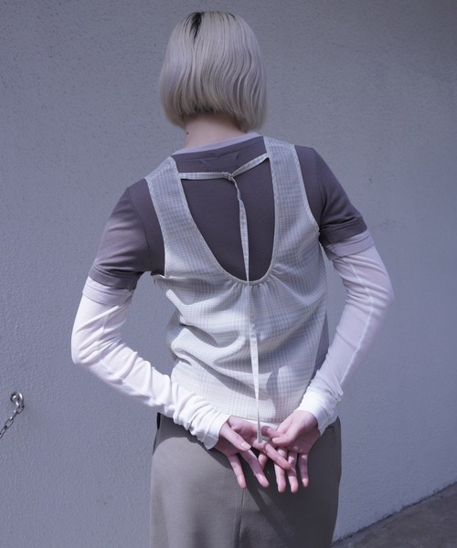 G.V.G.V.（ジーヴィージーヴィー）の「LAYERED L/S TOP（Tシャツ/カットソー・レディース・カーキ/ライトグレー・ONE SIZE）」の15枚目の写真