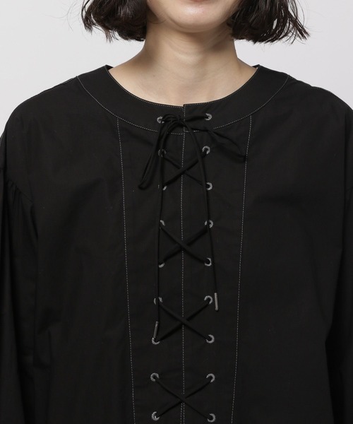 niko and...（ニコアンド）の「レースアップワイドブラウス（シャツ/ブラウス・レディース・オフホワイト/ブラック・FREE）」の13枚目の写真