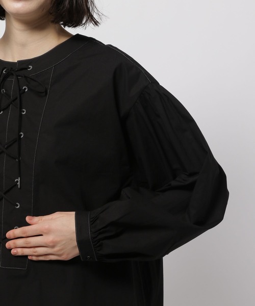 niko and...（ニコアンド）の「レースアップワイドブラウス（シャツ/ブラウス・レディース・オフホワイト/ブラック・FREE）」の14枚目の写真
