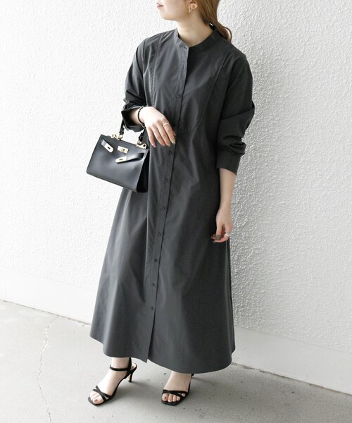 エメイン　ワンピース セール】SHIPS any:〈洗濯機可能〉タイプライター スタンドカラー