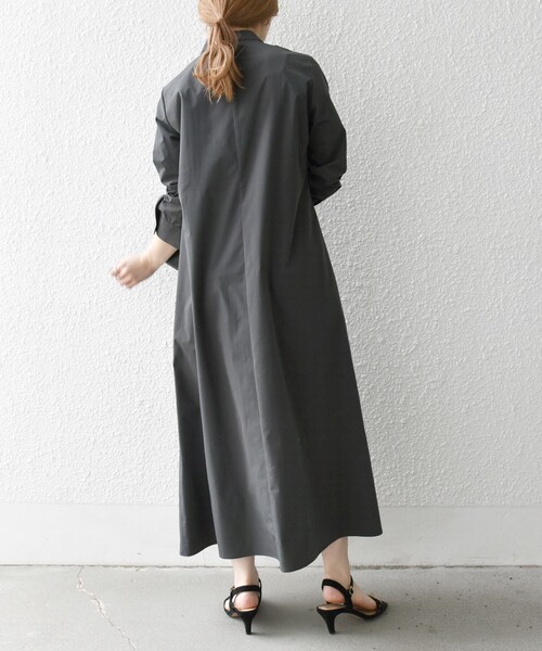 正規品♡ロゴ裏毛ワンピース♡チャコールグレー セール】SHIPS any:〈洗濯機可能〉タイプライター スタンドカラー