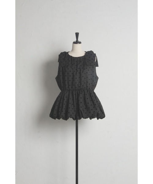 &. NOSTALGIA（アンドドットノスタルジア）の「【ZOZO限定】ショルダーリボンバルーンベスト（ベスト・レディース・ドット/ブラック・M）」の11枚目の写真