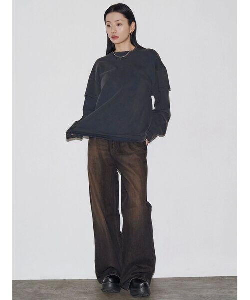 VEQUM（VEQUM）の「【VEQUM】LAYERED OVER LONG SLEEVE T SHIRT（Tシャツ/カットソー・レディース・ブラック/ネイビー/ブラウン・FREE）」の13枚目の写真
