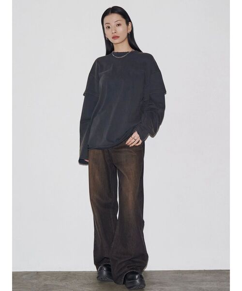 VEQUM（VEQUM）の「【VEQUM】LAYERED OVER LONG SLEEVE T SHIRT（Tシャツ/カットソー・レディース・ブラック/ネイビー/ブラウン・FREE）」の14枚目の写真
