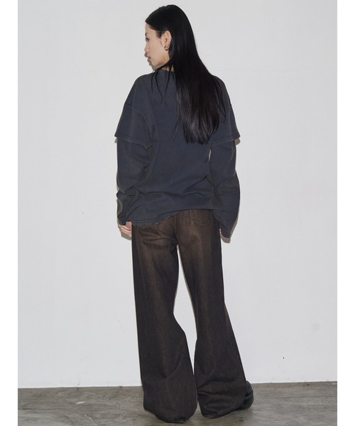 VEQUM（VEQUM）の「【VEQUM】LAYERED OVER LONG SLEEVE T SHIRT（Tシャツ/カットソー・レディース・ブラック/ネイビー/ブラウン・FREE）」の7枚目の写真