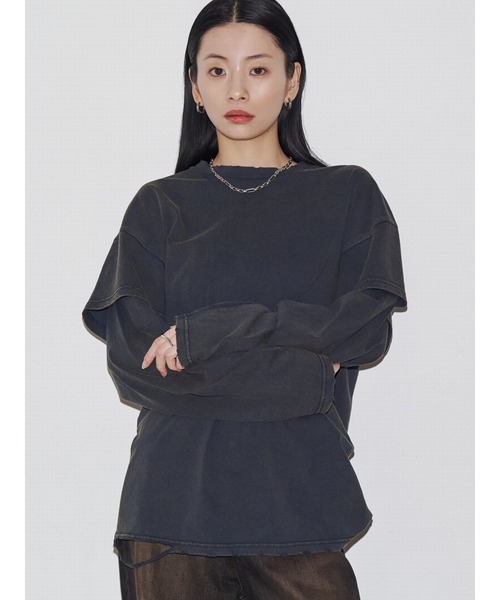 VEQUM（VEQUM）の「【VEQUM】LAYERED OVER LONG SLEEVE T SHIRT（Tシャツ/カットソー・レディース・ブラック/ネイビー/ブラウン・FREE）」の9枚目の写真
